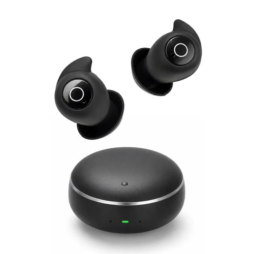 Bastion Bluetooth Moto Earbuds — case open with earbuds