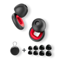 Bastion moto earplugs in black and red with ear tips and carry case