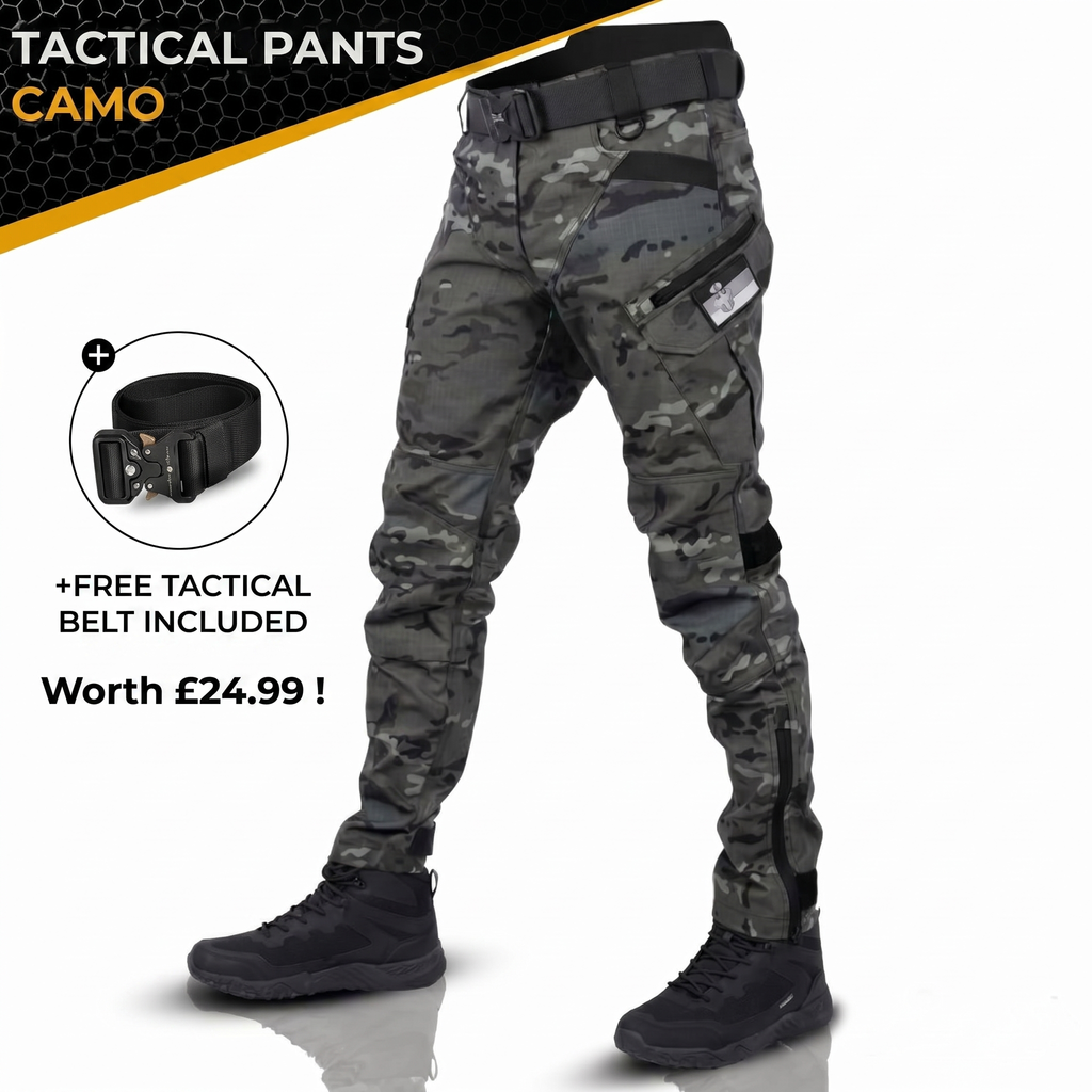 TactiV Tactical Pants Camo - free tactical belt included